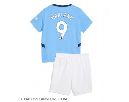 Manchester City Erling Haaland #9 Domáci Detský futbalový dres 2024-25 Krátky Rukáv (+ trenírky)